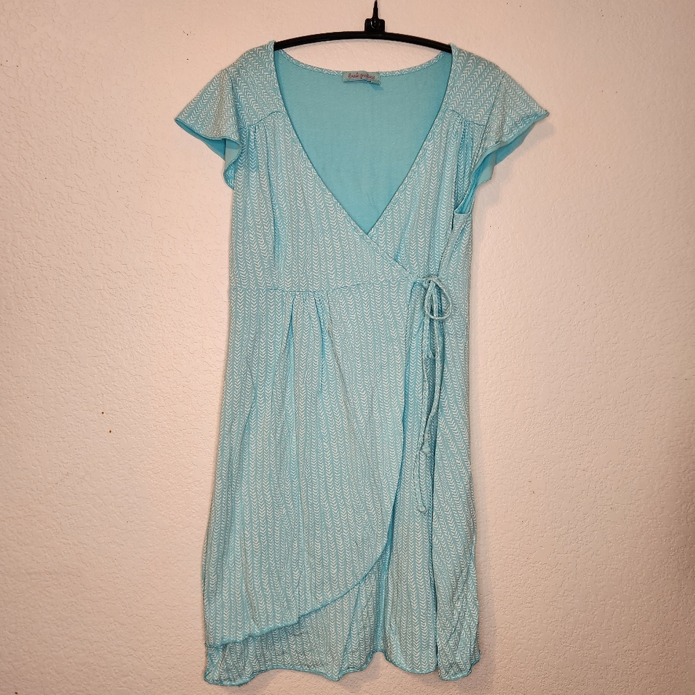 Fresh Produce Light Torquoise Wrap Cover-Up Dress, Size M